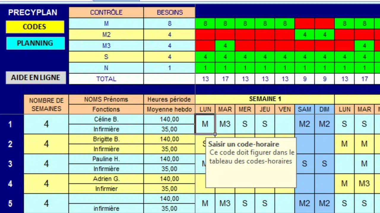 Comment faire un planning de travail sur Excel ?