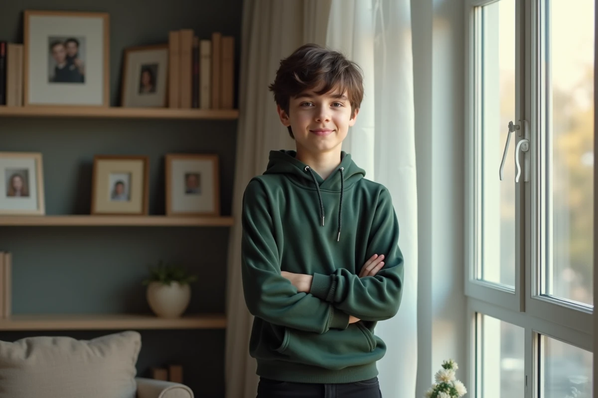Adolescent dans un appartement moderne près d